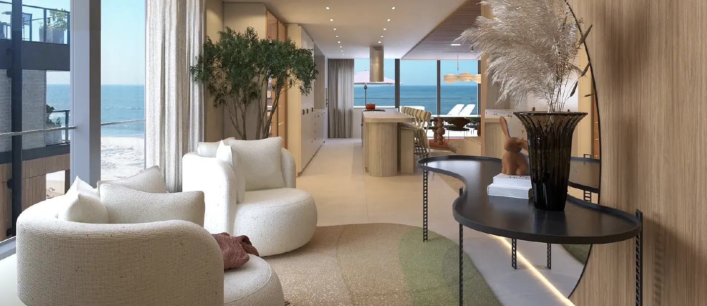 Jade Ocean — Lobby e hall de entrada do residencial